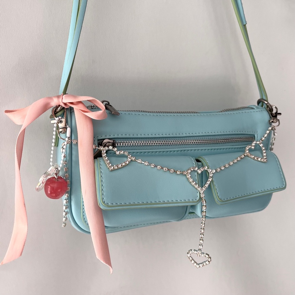 Customized blue cargo purse